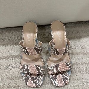 Kelly & Katie Snakeskin Sandals - Pink and Brown